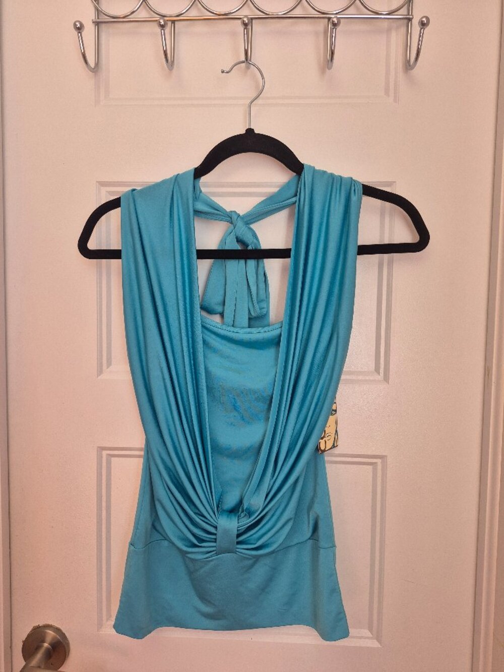 COLORI Turquoise Draped Tie-Detail Top Size Small NWT